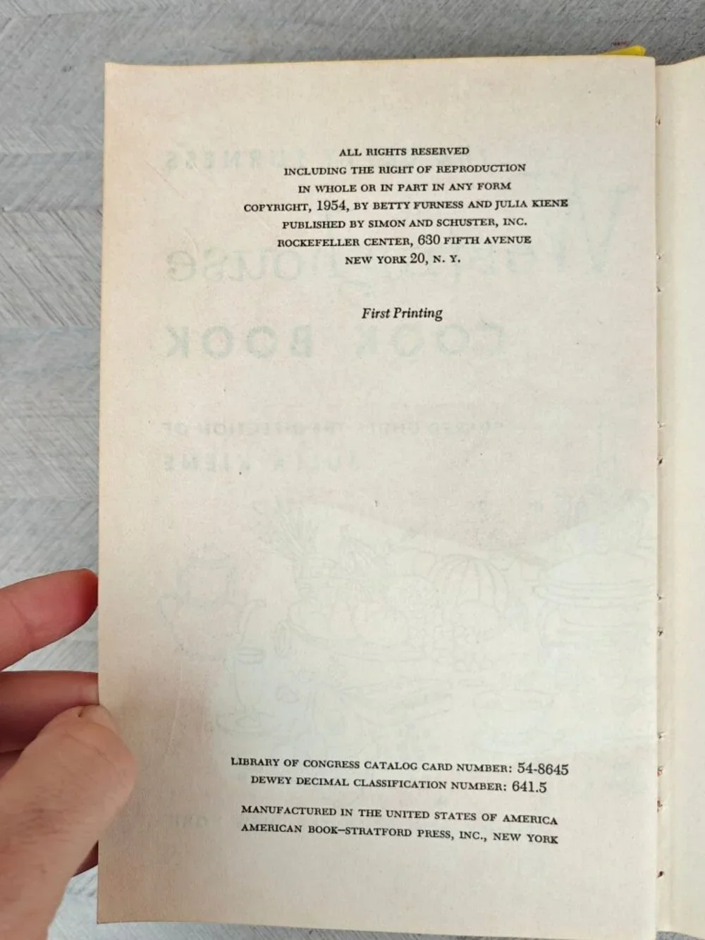 The Betty Furness Westinghouse Cook Book Julia Kiene Hardcover 1954 1st Edition